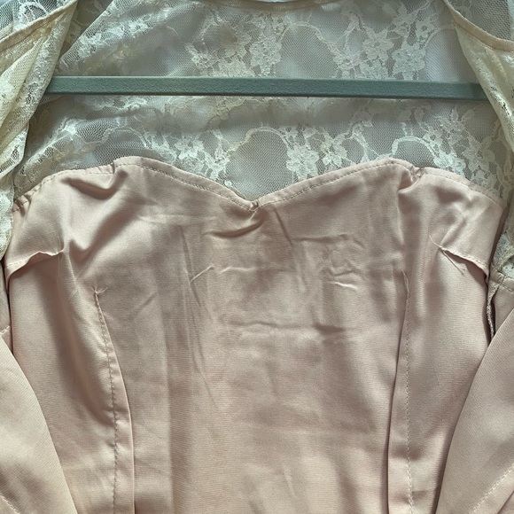 Classy Ivory and Tan Sheer Cocktail Dress - Picture 9 of 9